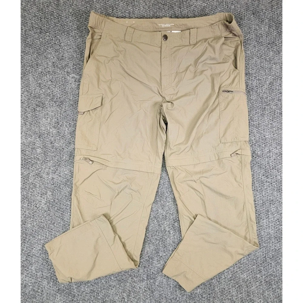 Columbia Mens Silver Ridge Convertible Cargo Pants‎ Khaki Beige 42x32 Omni-Shade